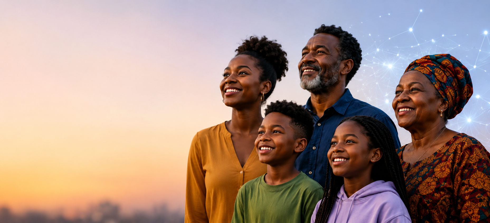 Multi-generational family looking forward to the future